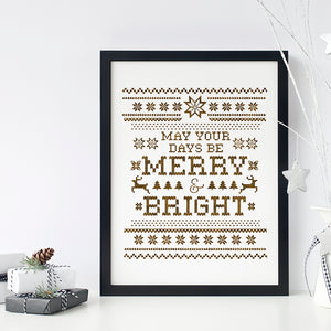 Christmas Fair Isle Sweater Inspired Art Poster Print