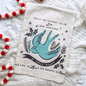 O Holy Night Bird Christmas/Holiday Tea Towel