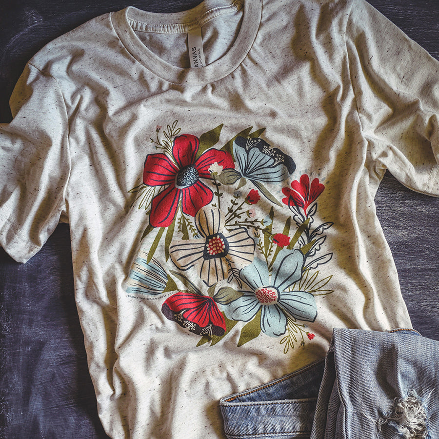 Colorful Flower Bouquet Triblend Tee / T Shirt - Fancy That Design