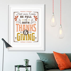 Thanks and Giving, Thankful, Thanksgiving Art Poster Print