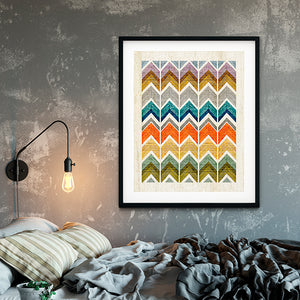 Wooden Texture Chevron Art Poster Print