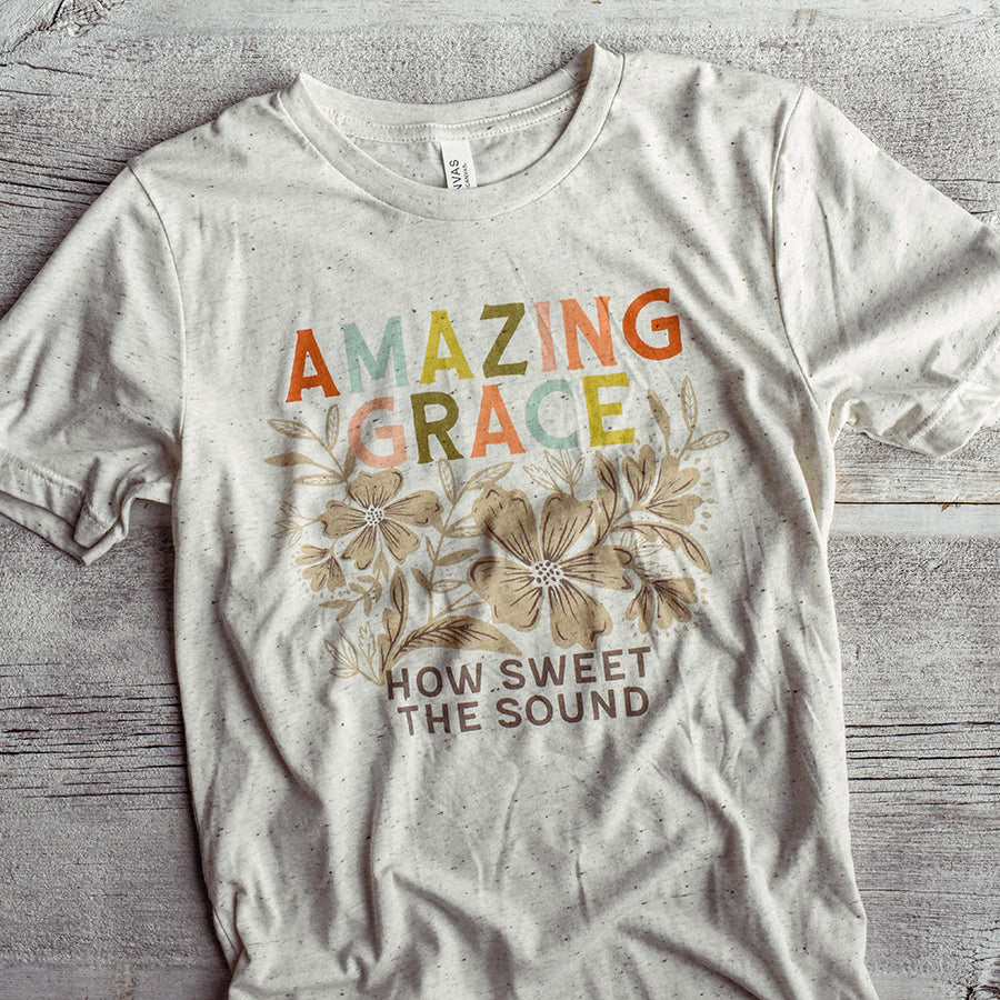 Amazing Grace How Sweet the Sound Floral Triblend Tee / T Shirt
