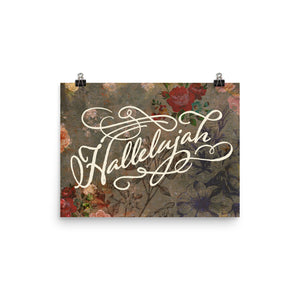 Hallelujah / Aged Florals Art Poster Print