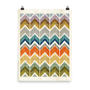 Wooden Texture Chevron Art Poster Print