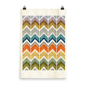 Wooden Texture Chevron Art Poster Print