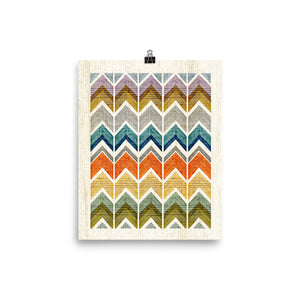 Wooden Texture Chevron Art Poster Print