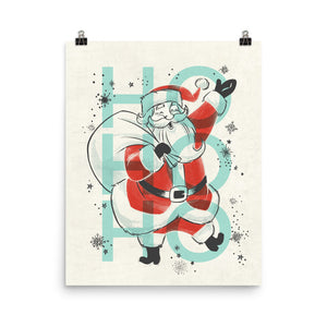 Ho Ho Ho Santa Christmas Art Poster Print