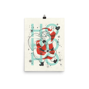 Ho Ho Ho Santa Christmas Art Poster Print