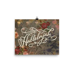 Hallelujah / Aged Florals Art Poster Print