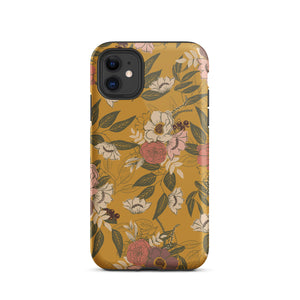 Floral Bouquet Dual Layer iPhone case - Mustard Yellow