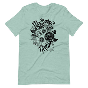 It Is Well with My Soul black Floral print Tee / Tshirt