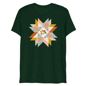 Floral Fill Quilt Block Star Triblend Tee / T shirt
