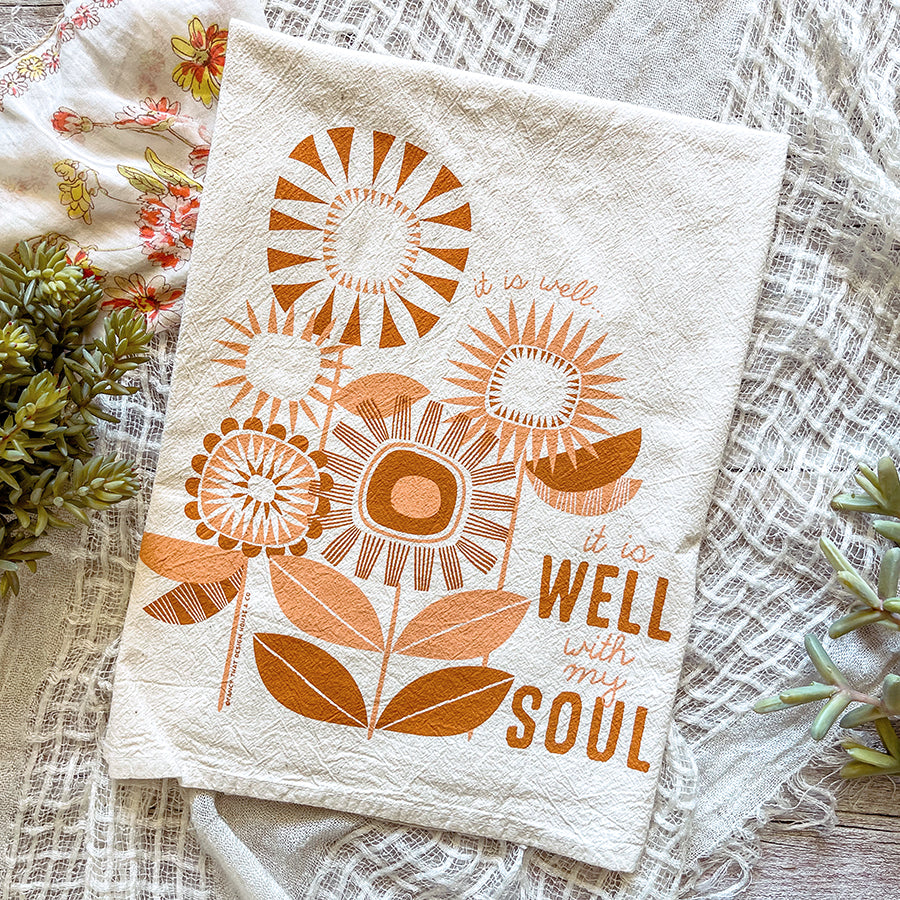 It is Well with Soul Floral Tea Towel