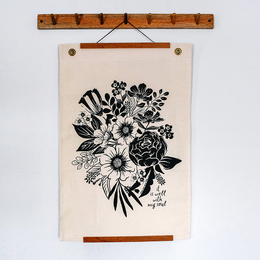 It Is Well with My Soul Floral Canvas Wall Hanging Banner