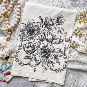 Well with My Soul Delicate Florals Tea Towel